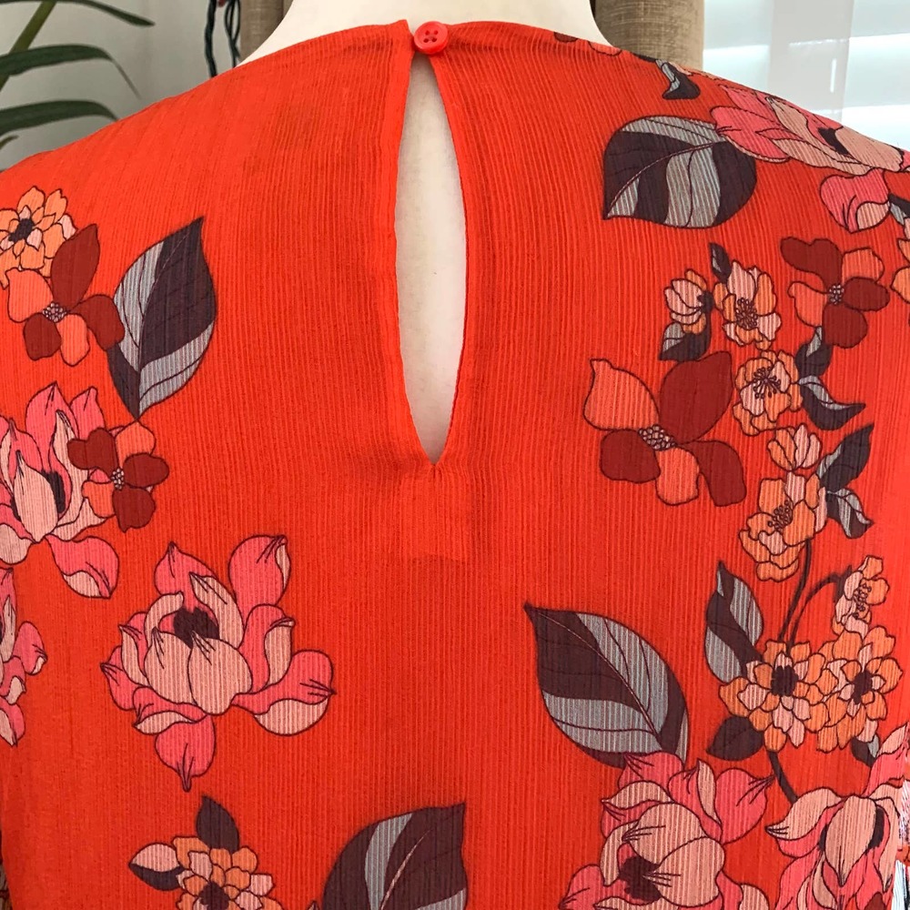 3/$15 A New Day Floral Print Short Sleeve Ruffle Wrap Dress in Red - Picture 11 of 14